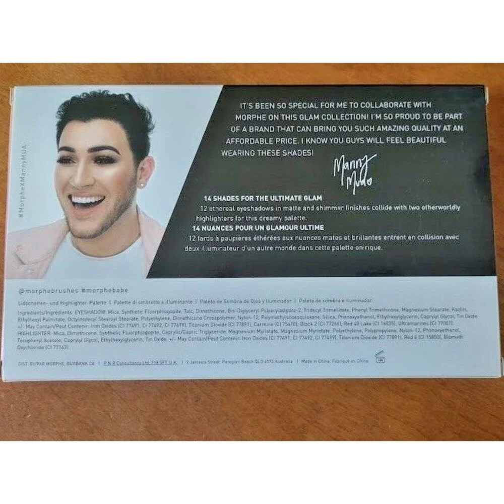 Morphe X Manny MUA Glam Palette Ltd Ed Eyeshadow + Highlighter BNIB Authentic